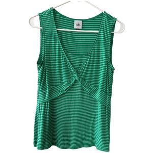 Cabi 6355 Gathered Green Stripped Tank Top Women's Size Small